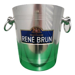 Mid Century French Aluminum Rene Brun Champagne Bucket With Handles For Sale