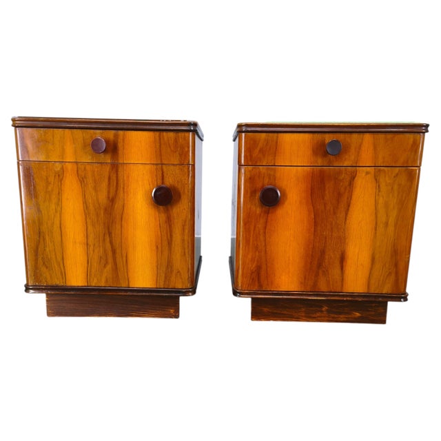 Mid-Century Modern Walnut Nightstands with Glass Tops, 1950s, Set of 2 For Sale - Image 15 of 15