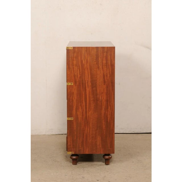 Mid 20th Century Mahogany Tall Campaign Chest with Brass Hardware For Sale - Image 4 of 12
