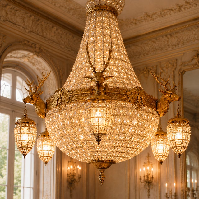 1960 French Louis XVI Gold Bronze Chandeliers - Pair For Sale - Image 6 of 18