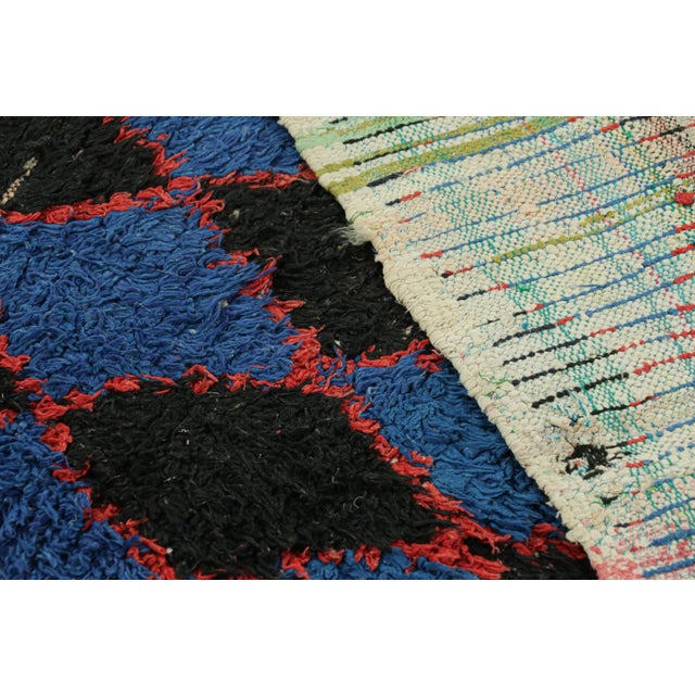 Textile Vintage Moroccan Rug in Black, Blue and Red Diamond Patterns, From Rug & Kilim For Sale - Image 7 of 7