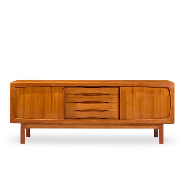 HP Hansen Mid Century Danish Teak Sliding Door Credenza This credenza measures: 78.5 wide x 19.5 deep x 29.5 inches high...
