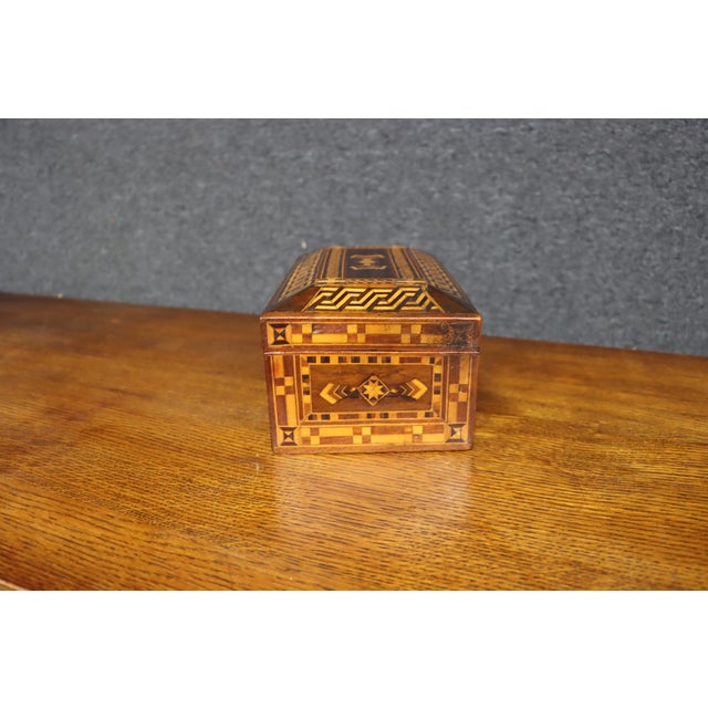 Victorian Marquetry Jewelry Box in Mahogany, Rosewood & Satinwood For Sale - Image 9 of 13