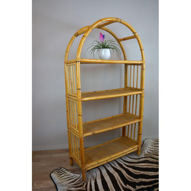 Mid Century Rattan Etagere Shelving Unit Chairish
