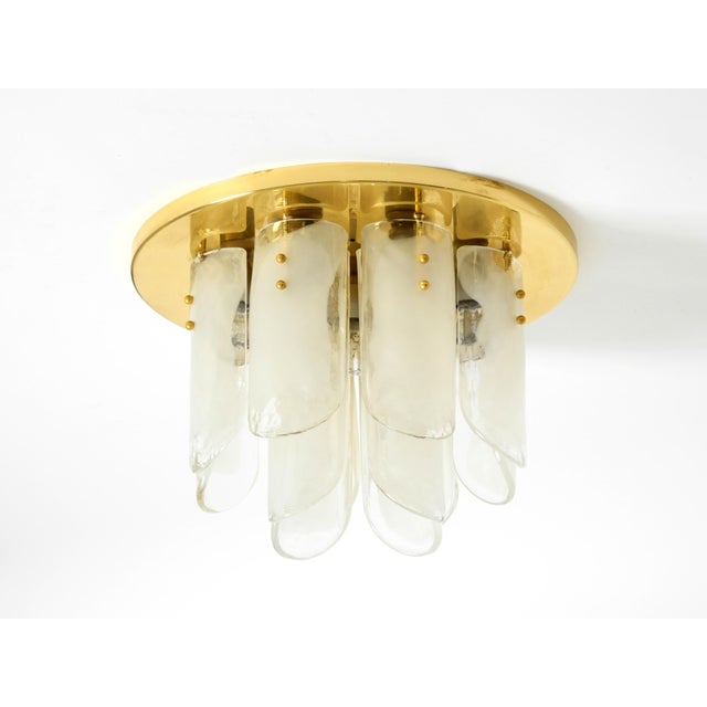 Mid-Century Modern Heavy Brass and Murano Glass Ceiling Lamp by J.T. Kalmar Franken, 1960s For Sale - Image 3 of 18