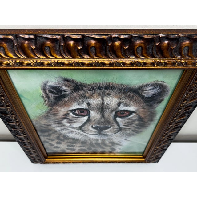 Cheetah Cub Oil Portrait on Canvas Signed by Pip McGarry – Framed British Wildlife Portrait Art For Sale - Image 9 of 12