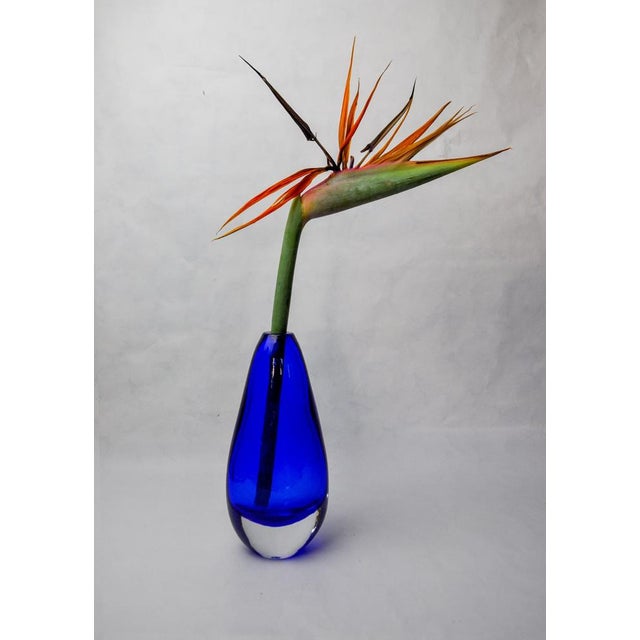 Superb and rare blue sommerso vase designed and manufactured by seguso in murano in the 1970s. Handcrafted glass work...