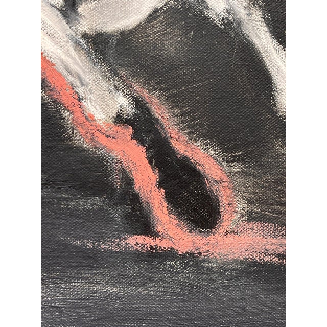 Abstract Too Bright or Too Dark, The Effect is the Same by Michael Dowling | Oil, Charcoal on Canvas Horse in motion against a dark background. For Sale - Image 3 of 5