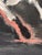 Abstract Too Bright or Too Dark, The Effect is the Same by Michael Dowling | Oil, Charcoal on Canvas Horse in motion against a dark background. For Sale - Image 3 of 5