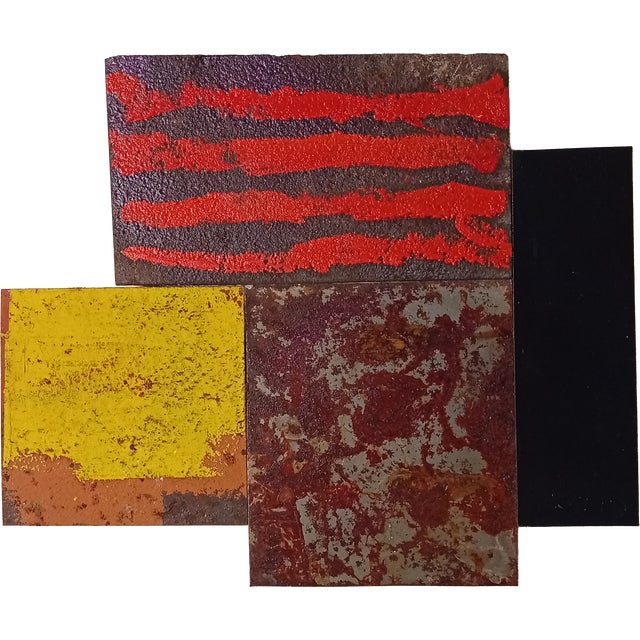 Contemporary Abstract Oil, Tempera, Aerosol, Rust on Metal "N 193" by Andre Debono For Sale - Image 10 of 11