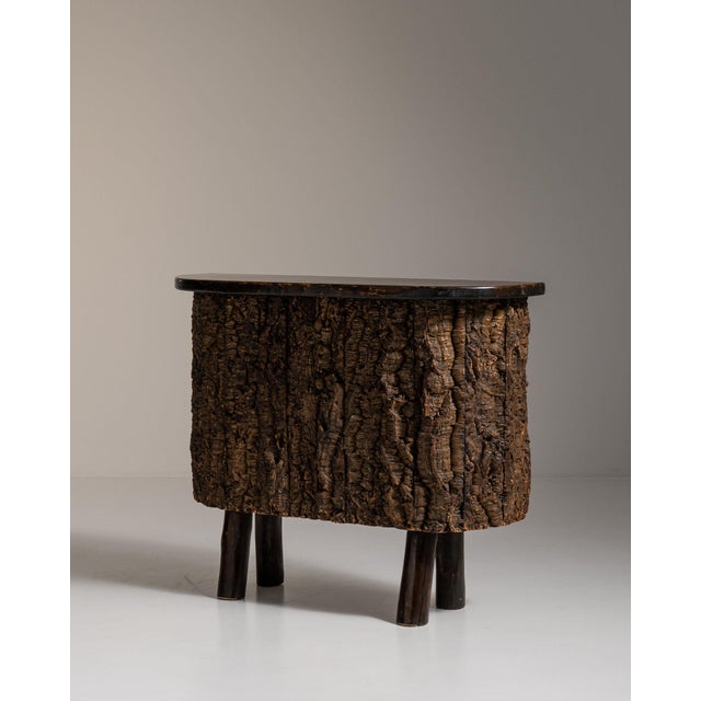 1970-1979 France Weathered Dark Bark Brown Live-Edge Bark-Clad Side Table For Sale - Image 11 of 11