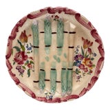 19th Century Longchamp Majolica Asparagus Plate With Flowers For Sale