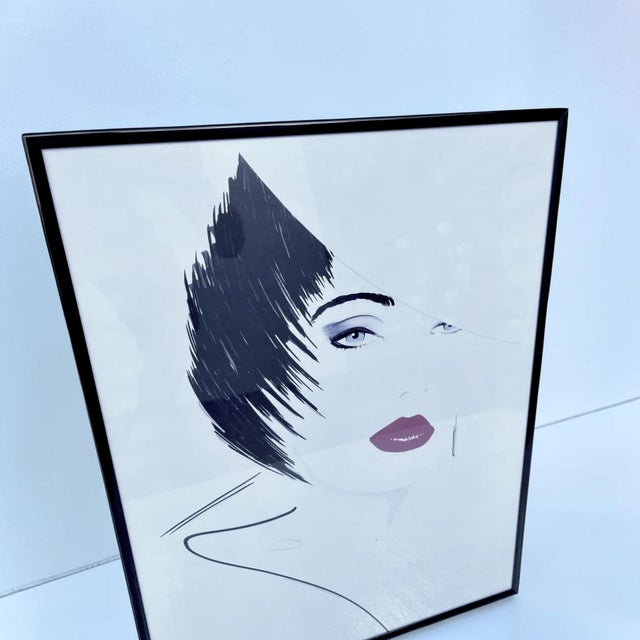 Patrick Nagel Style Art Deco Women Prints - a Pair For Sale In Miami - Image 6 of 8