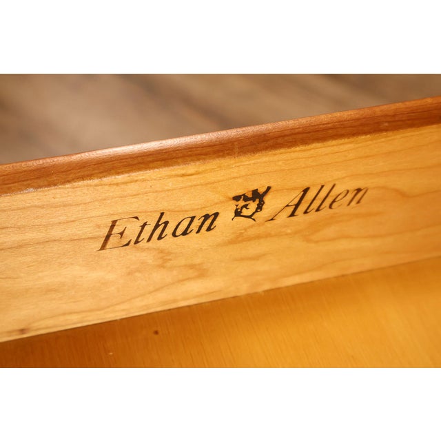 Wood Ethan Allen Georgian Court Style Cherry Step Back Hutch China Cabinet For Sale - Image 7 of 18