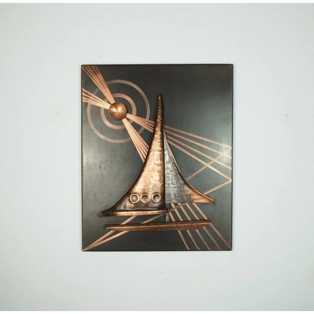 Mid-Century Copper Relief of Sailboat, 1950s For Sale - Image 10 of 10