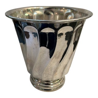 Vintage Swirl Pattern Silver Plate Champagne or Ice Bucket For Sale