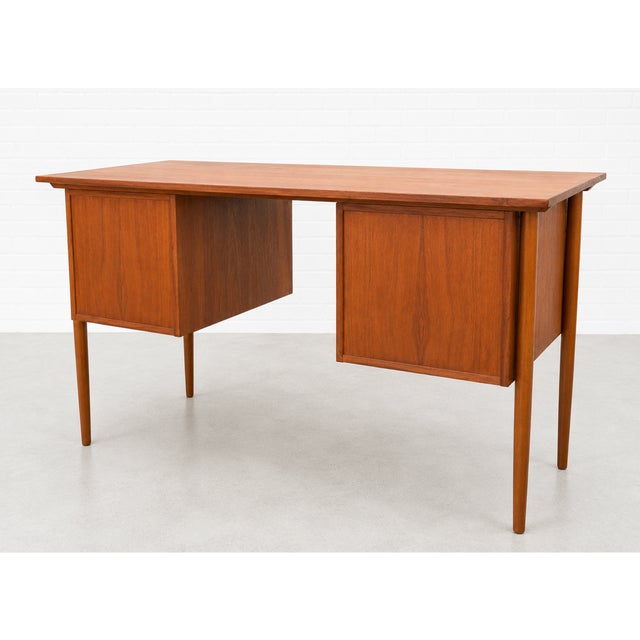 Apartment Sized Mid Century Modern Danish Teak Desk, C. 1960's For Sale - Image 13 of 15