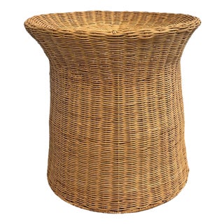Woven Wicker Side Table For Sale