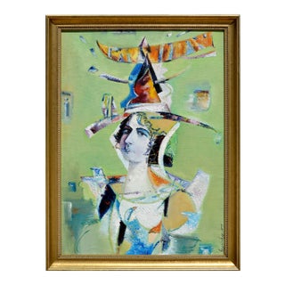 Surrealism Card Illusion Portrait by Vadim Kurov Oil on Linen 1999 For Sale