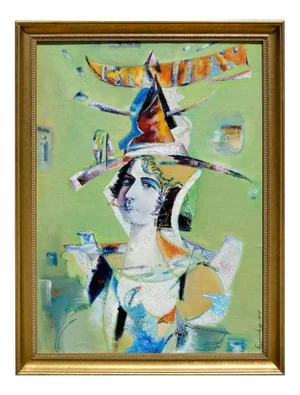 Surrealism Card Illusion Portrait by Vadim Kurov Oil on Linen 1999