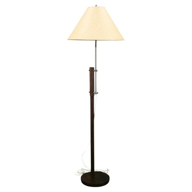 Vintage German Adjustable Oak and Metal Floor Lamp with Handmade Paper Shade, 1970s For Sale - Image 16 of 16