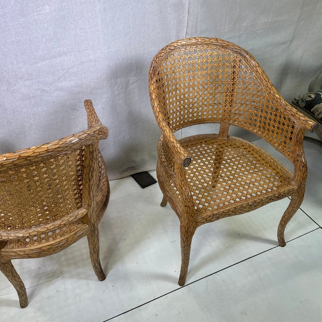 Pair of Stunning Regency Styled Carved Wood Chair 1960s For Sale - Image 9 of 12