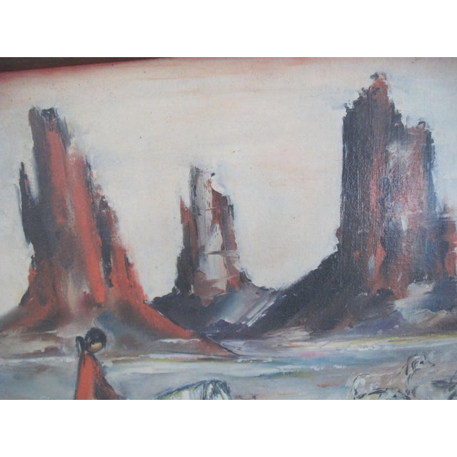 Rustic Ted Degrazia Reproduction Native Painting Bringing in the Sheep Monument Valley For Sale - Image 3 of 8