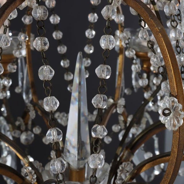 Antique French Louis XIV Style Brass & Italian Cut Crystal 8-Light Chandelier For Sale - Image 6 of 15