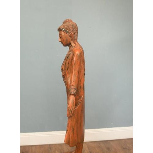 Carved Standing Burmese Buddha Statue For Sale - Image 9 of 18