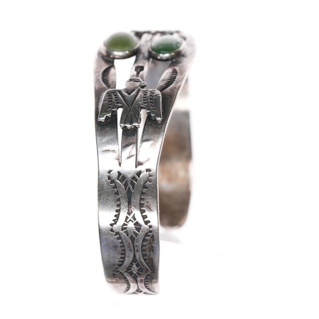 6 5/8" 30's-40's IH Coin silver thunderbird fred harvey cuff bracelet For Sale - Image 4 of 10