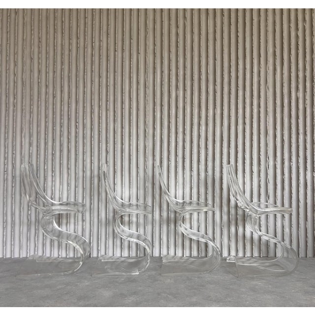Sculptural Acrylic Glass Chairs from Michel Dumas, Set of 4 For Sale - Image 10 of 10