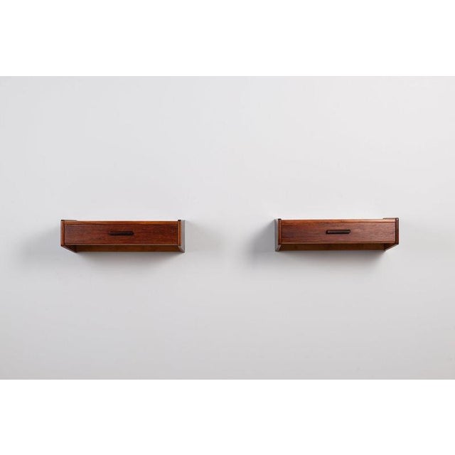 Scandinavian Floating Nightstands in Rosewood, Denmark, 1960, Set of 2 For Sale - Image 4 of 13