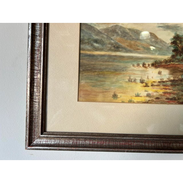 1970s 70's Vintage A. F. Drexon Landscape Cottage Windmill at the Riverside Watercolor Painting For Sale - Image 5 of 12