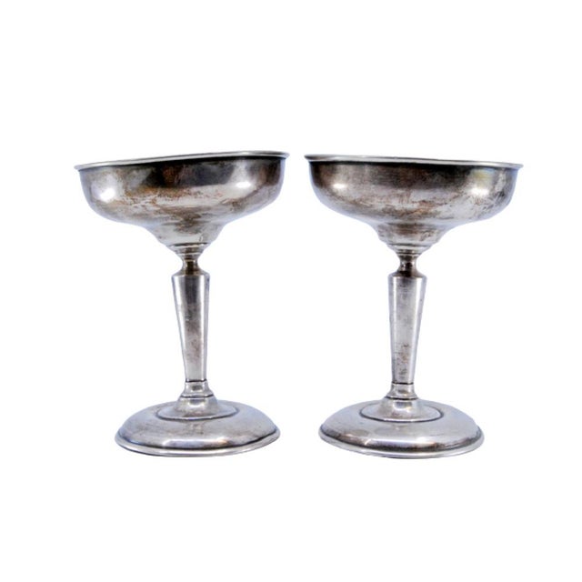 Silver Champagne Glasses with Round Bases For Sale - Image 9 of 9