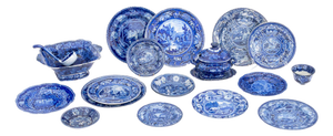 English Flow Blue Transferware Tableware, 20 Pcs.