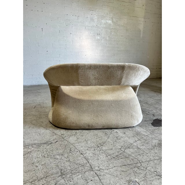 1990s Vintage Postmodern Velvet Loveseat Sofa and Ottomans - A Set For Sale - Image 5 of 6