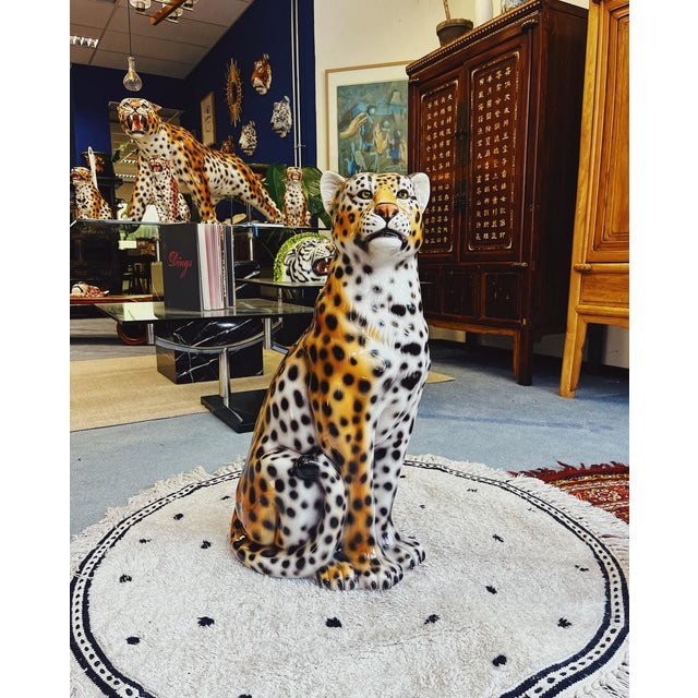 Leopard Statue in Ceramic by Ceramiche Boxer For Sale - Image 6 of 7