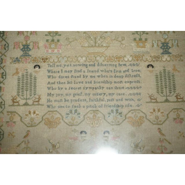 Antique George III Pictorial Friendship Sampler, 1798 For Sale - Image 9 of 17