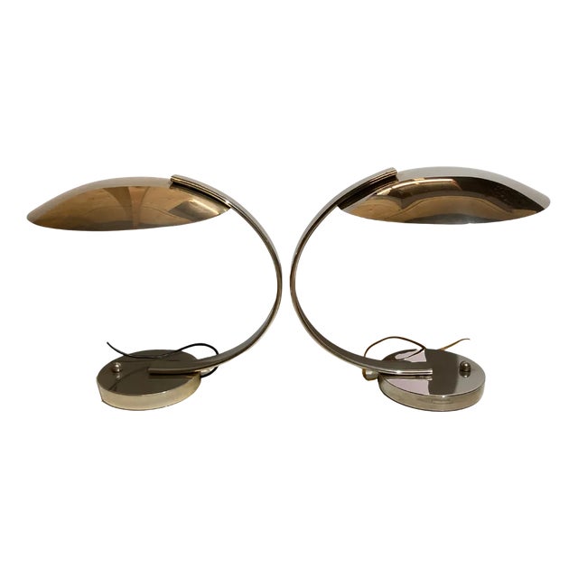 Art Deco Desk or Table Lamps by Disderot for Soka, France, 1970s, Set of 2 For Sale