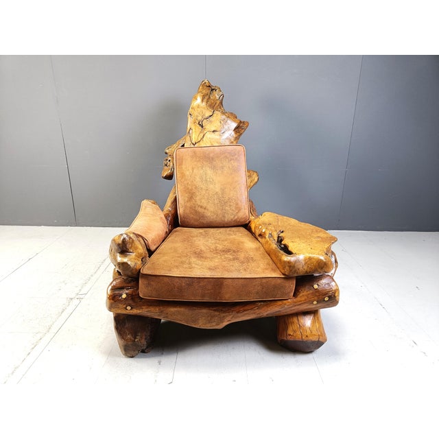 Olive Wood Lounge Chair, 1960s For Sale - Image 7 of 10