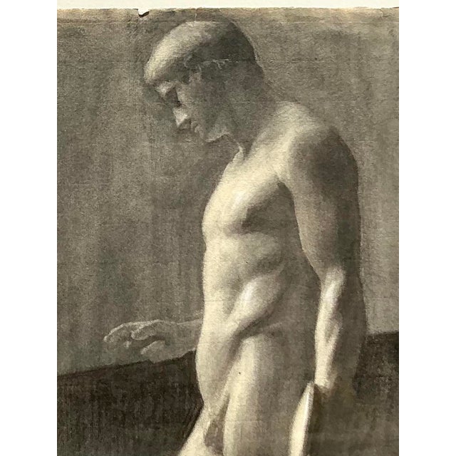 Vintage 1930s Original Pencil Sketch of Man For Sale In West Palm - Image 6 of 12