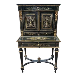 French Napoleon III Period Ebonized Cabinet With Inlays 1870