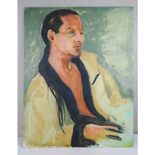 Mid 20th Century Portrait of Man in Robe Painting For Sale - Image 4 of 4