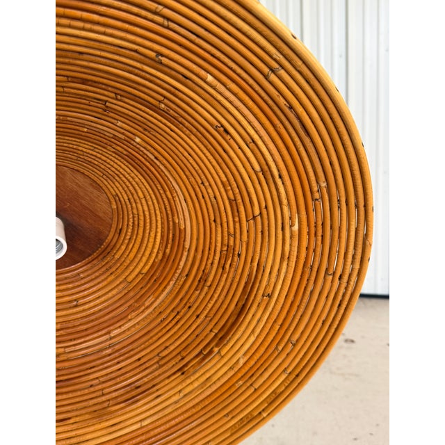 Vintage Italian Pencil-Reed Rattan and Bamboo "Witch Hat" Pendant Light For Sale - Image 10 of 12