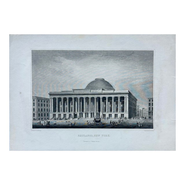 Exchange Building in New York City, Original Print, 1850 For Sale
