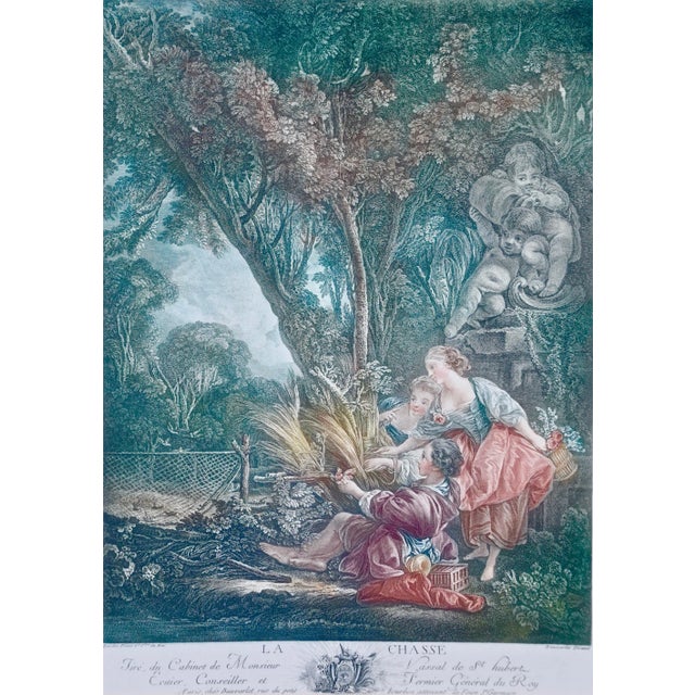 French Provincial rPair of Hand-Colored Romantic French Engravings After Francois Boucher For Sale - Image 3 of 12
