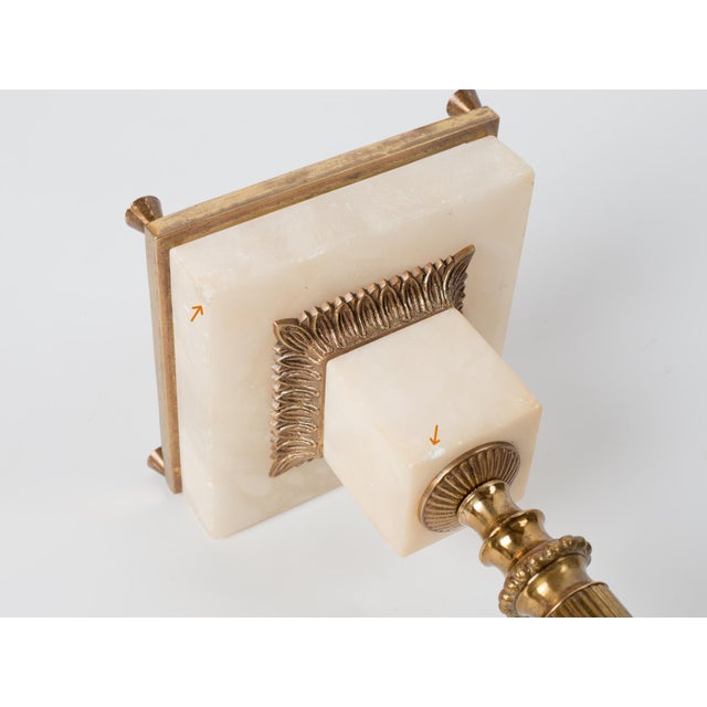 1960s Spanish Brass & Alabaster Standing Ashtray – Heraldic Coin Motif For Sale - Image 10 of 11