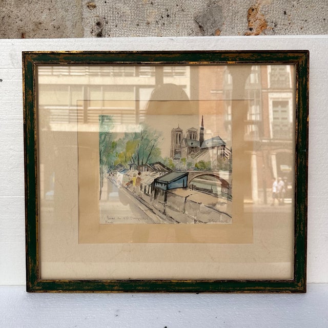 Timoteo Pérez Rubio, View of Notre Dame from Quai De La Tournelle, 1969, Watercolor on Paper For Sale - Image 4 of 18