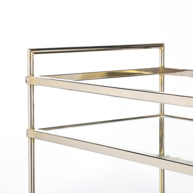 Mid-Century Modern Two-Tier Bar Cart in Antiqued Nickel Finish For Sale - Image 10 of 18