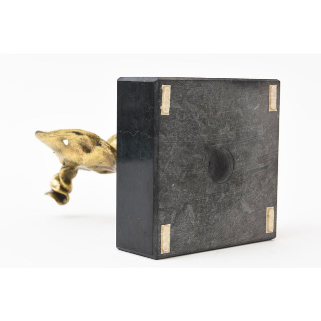 Vintage Cast Bronze Winged Brutalist Torso Sculpture on Black Granite Base For Sale - Image 12 of 12